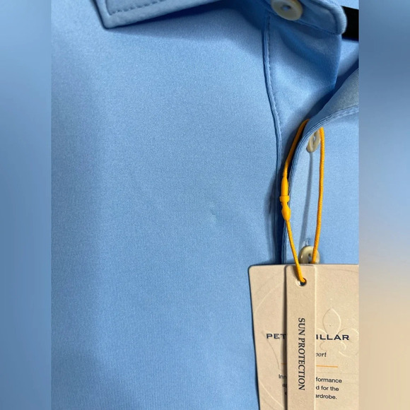 Peter Millar - Blue Polo Golf Shirt - Timber Tech Cup - size large NWT - Picture 10 of 15